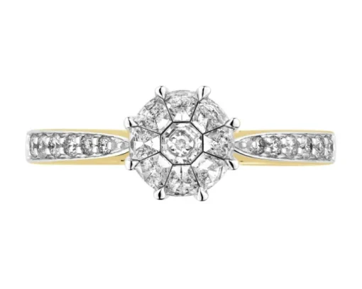 Pierścionek z żółtego złota z diamentami - 0,43 ct - próba 585
