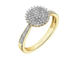 Pierścionek z żółtego złota z diamentami - 0,25 ct - próba 585