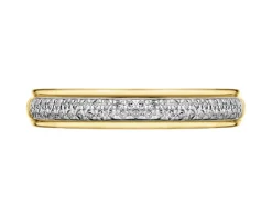 Pierścionek z żółtego złota z diamentami - 0,11 ct - próba 585