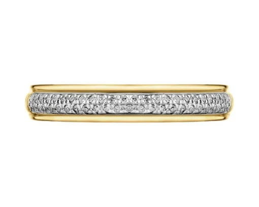 Pierścionek z żółtego złota z diamentami - 0,11 ct - próba 585