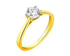 Pierścionek z żółtego złota z diamentami - 0,40 ct - próba 585