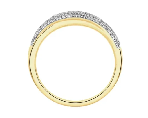 Pierścionek z żółtego złota z diamentami - 0,32 ct - próba 585