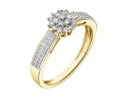 Pierścionek z żółtego złota z diamentami - 0,24 ct - próba 585