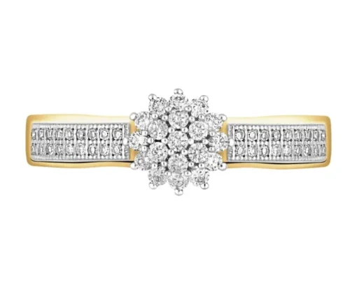Pierścionek z żółtego złota z diamentami - 0,24 ct - próba 585