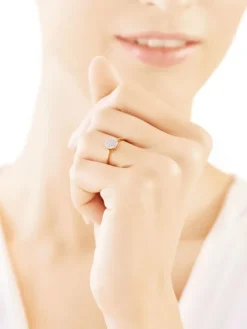 Pierścionek z żółtego złota z diamentami - 0,50 ct - próba 585