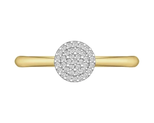 Pierścionek z żółtego złota z diamentami - 0,12 ct - próba 585