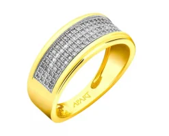 Pierścionek z żółtego złota z diamentami - 0,24 ct - próba 585