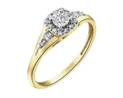 Pierścionek z żółtego złota z diamentami - 0,15 ct - próba 585
