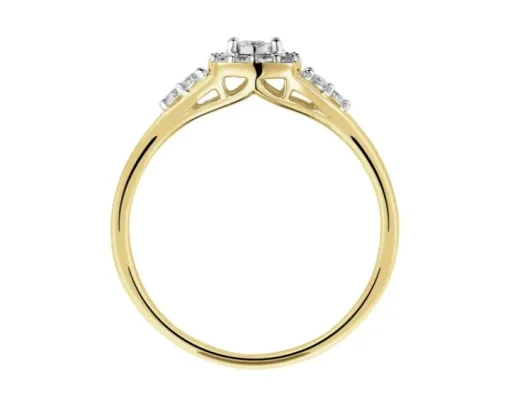 Pierścionek z żółtego złota z diamentami - 0,15 ct - próba 585