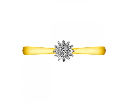 Pierścionek z żółtego złota z diamentami - 0,04 ct - próba 375