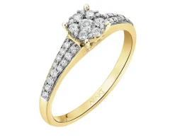 Pierścionek z żółtego złota z diamentami - 0,15 ct - próba 585