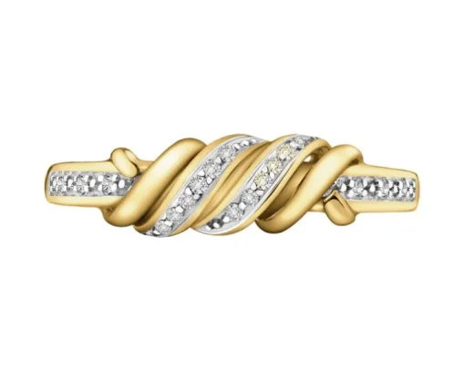 Pierścionek z żółtego złota z diamentami - 0,05 ct - próba 375