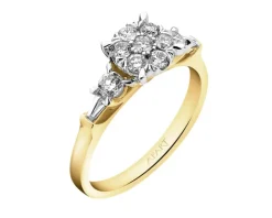 Pierścionek z żółtego złota z diamentami - 0,50 ct - próba 585