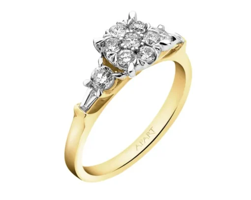 Pierścionek z żółtego złota z diamentami - 0,50 ct - próba 585