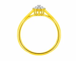 Pierścionek z żółtego złota z diamentami - 0,07 ct - próba 585