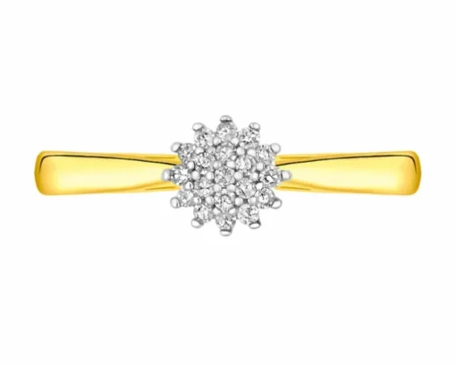 Pierścionek z żółtego złota z diamentami - 0,07 ct - próba 585