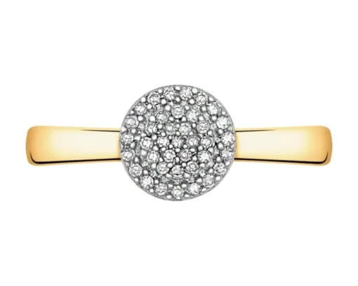 Pierścionek z żółtego złota z diamentami - 0,10 ct - próba 585