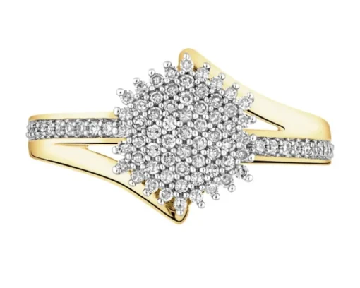 Pierścionek z żółtego złota z diamentami - 0,24 ct - próba 585