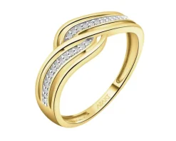 Pierścionek z żółtego złota z diamentami - 0,08 ct - próba 585
