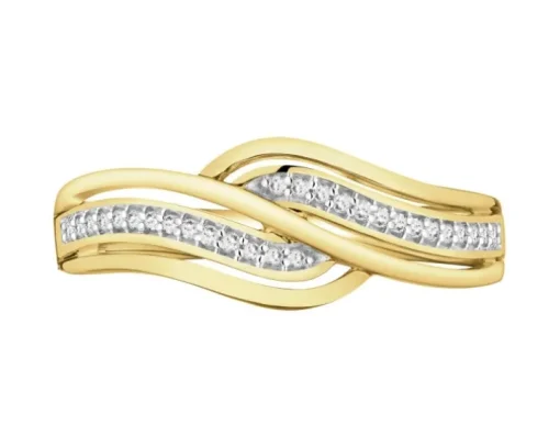 Pierścionek z żółtego złota z diamentami - 0,08 ct - próba 585