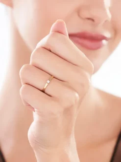 Pierścionek z żółtego złota z diamentami - 0,50 ct - próba 585