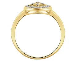 Pierścionek z żółtego złota z brylantami i szafirem - próba 585