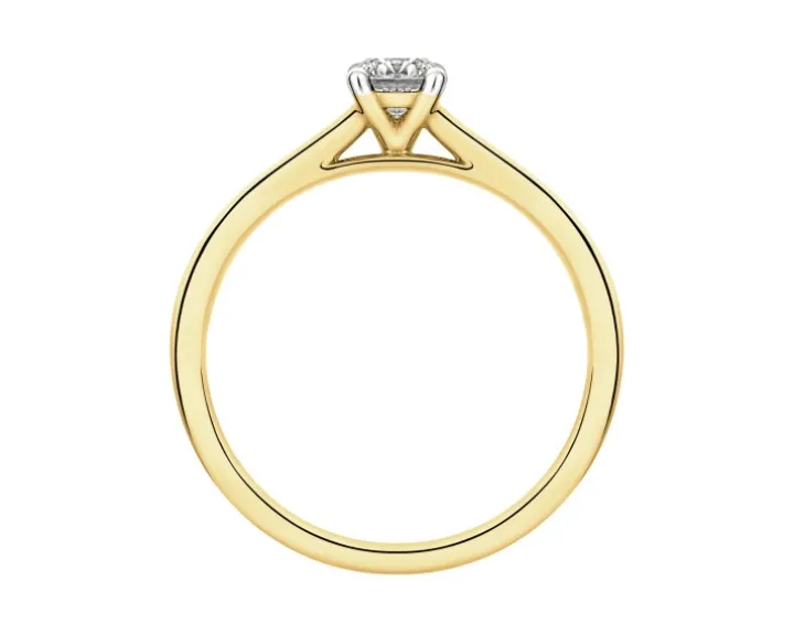 Pierścionek z żółtego złota z brylantem - 0,31 ct - próba 750