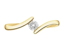 Pierścionek z żółtego złota z brylantem - 0,18 ct - próba 750
