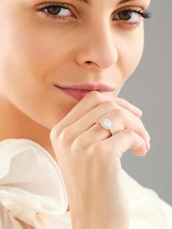 Pierścionek z żółtego złota z diamentami laboratoryjnymi - 1,25 ct - próba 750