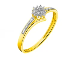 Pierścionek z żółtego złota z diamentami - 0,04 ct - próba 585