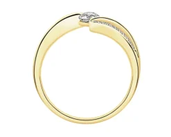Pierścionek z żółtego złota z brylantami - 0,39 ct - próba 750