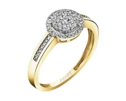Pierścionek z żółtego złota z diamentami - 0,24 ct - próba 585