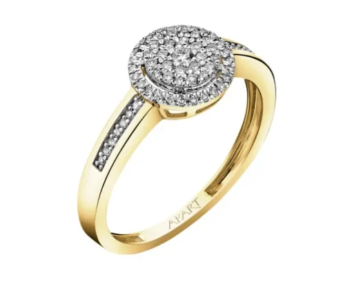 Pierścionek z żółtego złota z diamentami - 0,24 ct - próba 585