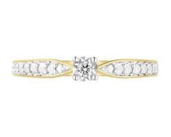 Pierścionek z żółtego złota z diamentami - 0,09 ct - próba 585