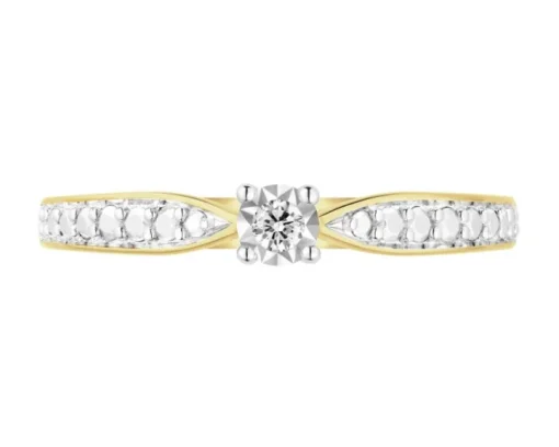 Pierścionek z żółtego złota z diamentami - 0,09 ct - próba 585