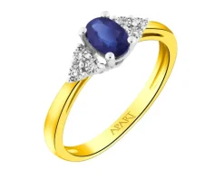 Pierścionek z żółtego złota z diamentami - 0,09 ct - próba 585