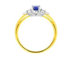 Pierścionek z żółtego złota z diamentami - 0,09 ct - próba 585