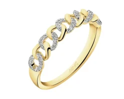 Pierścionek z żółtego złota z diamentami - 0,10 ct - próba 585