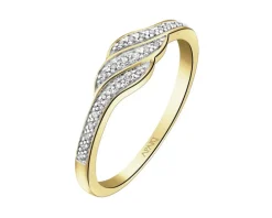 Pierścionek z żółtego złota z diamentami - 0,06 ct - próba 375