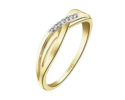 Pierścionek z żółtego złota z diamentami - 0,03 ct - próba 375