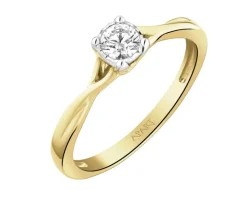 Pierścionek z żółtego złota z diamentami - 0,25 ct - próba 585