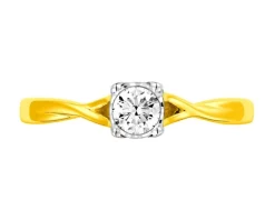 Pierścionek z żółtego złota z diamentami - 0,25 ct - próba 585