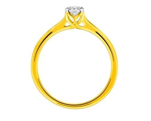 Pierścionek z żółtego złota z diamentami - 0,25 ct - próba 585