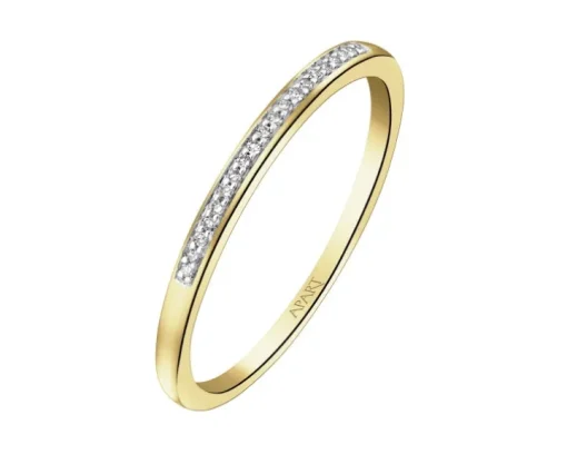 Pierścionek z żółtego złota z diamentami - 0,04 ct - próba 375