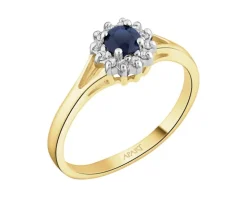 Pierścionek z żółtego złota z diamentami - 0,07 ct - próba 585