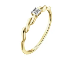 Pierścionek z żółtego złota z diamentami - 0,02 ct - próba 375