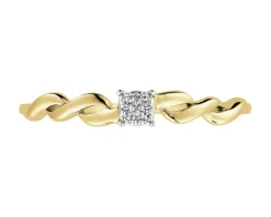 Pierścionek z żółtego złota z diamentami - 0,02 ct - próba 375
