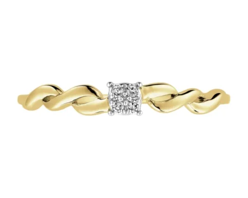 Pierścionek z żółtego złota z diamentami - 0,02 ct - próba 375