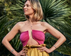 Pierścionek z żółtego złota z brylantami i szafirem - próba 585