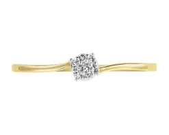 Pierścionek z żółtego złota z diamentami - 0,03 ct - próba 375